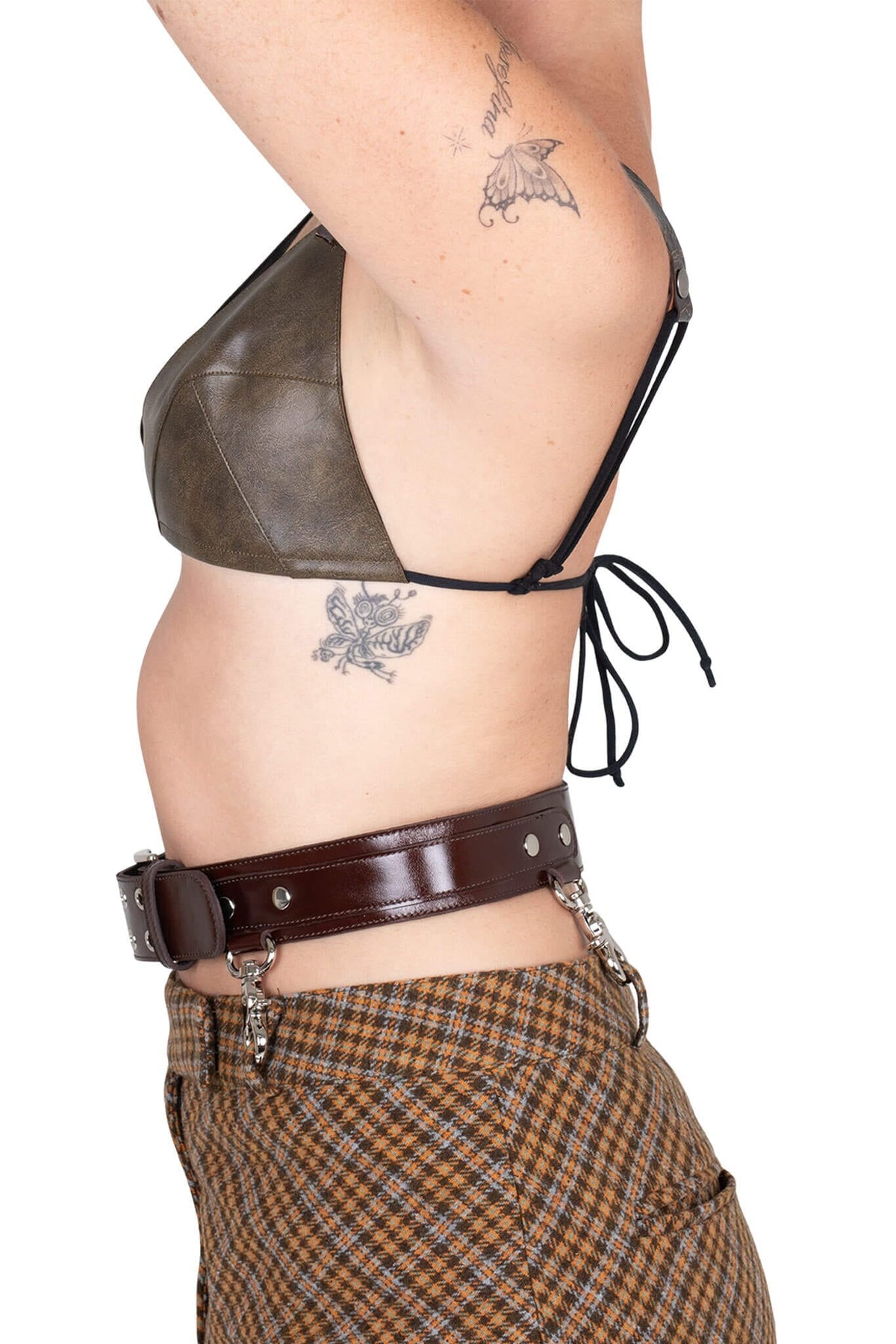 JUNIA TOP Triangle Bra Top - Taupe Brown Combo |Jeffrey Campbell