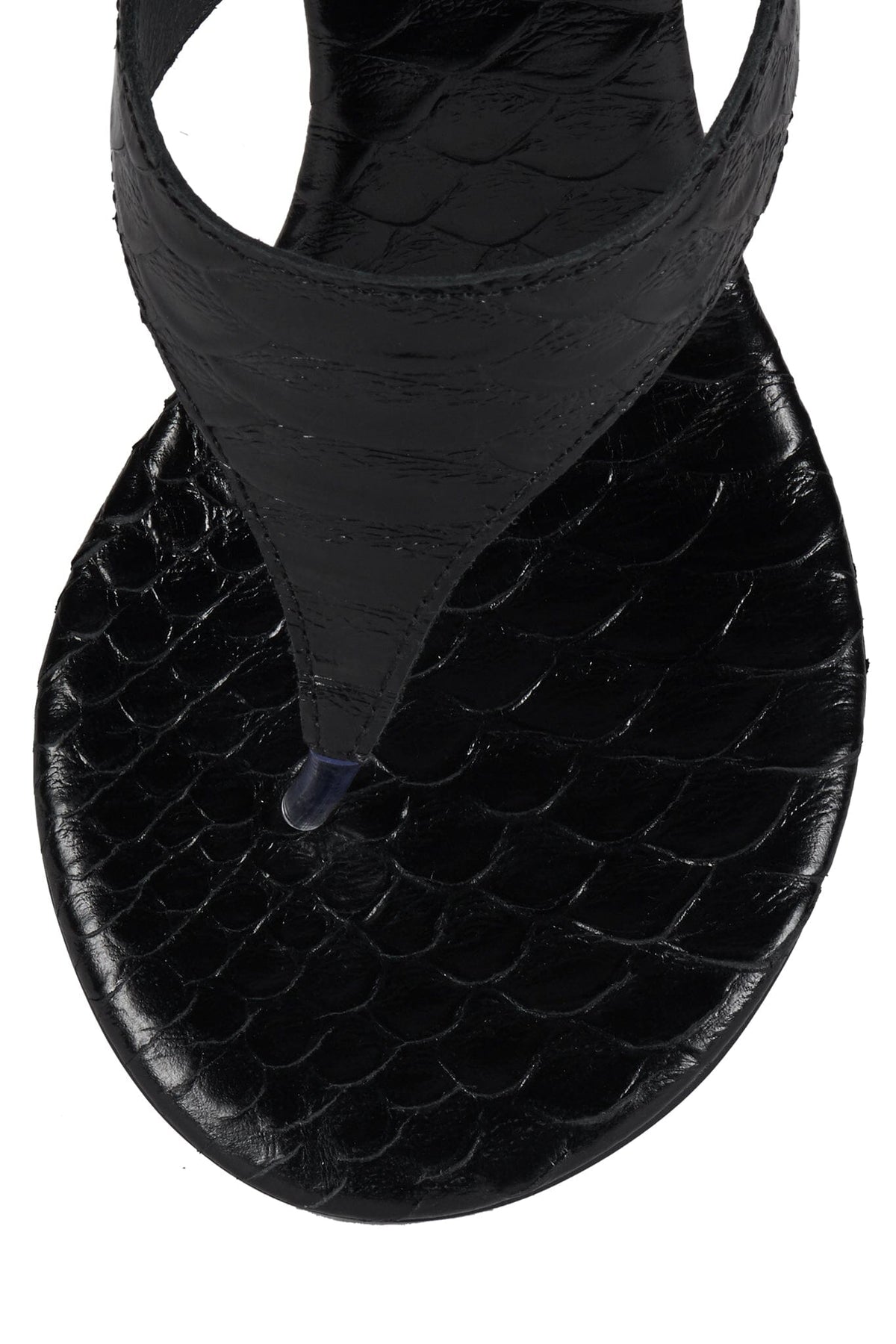 GRIM Heeled Thong Sandal - Black Snake Silver |Jeffrey Campbell