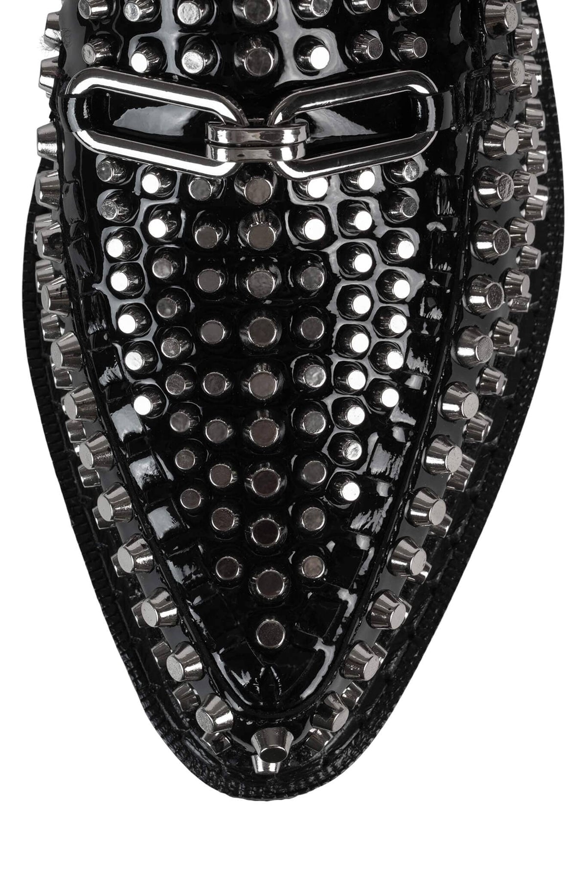 CHOUX-ST Platform Loafer - Black Crinkle Patent Silver |Jeffrey Campbell