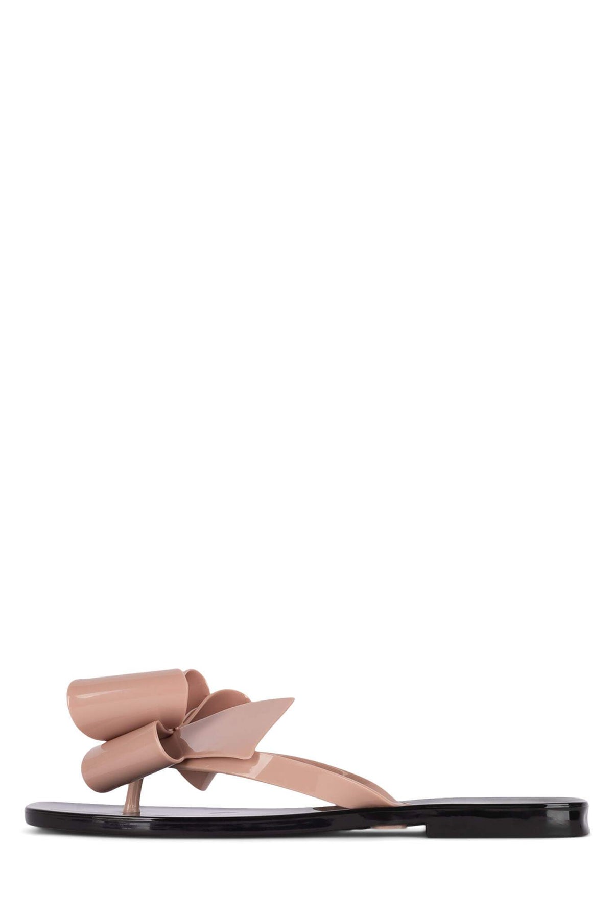 SUGARY Flat Sandal - Cream Shiny Black Shiny |Jeffrey Campbell