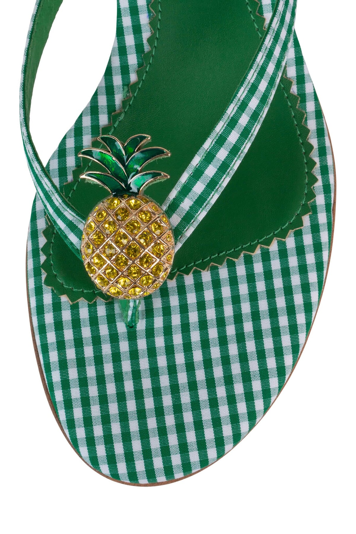 PINACOLADA Kitten Heel Sandals - Green Gingham |Jeffrey Campbell