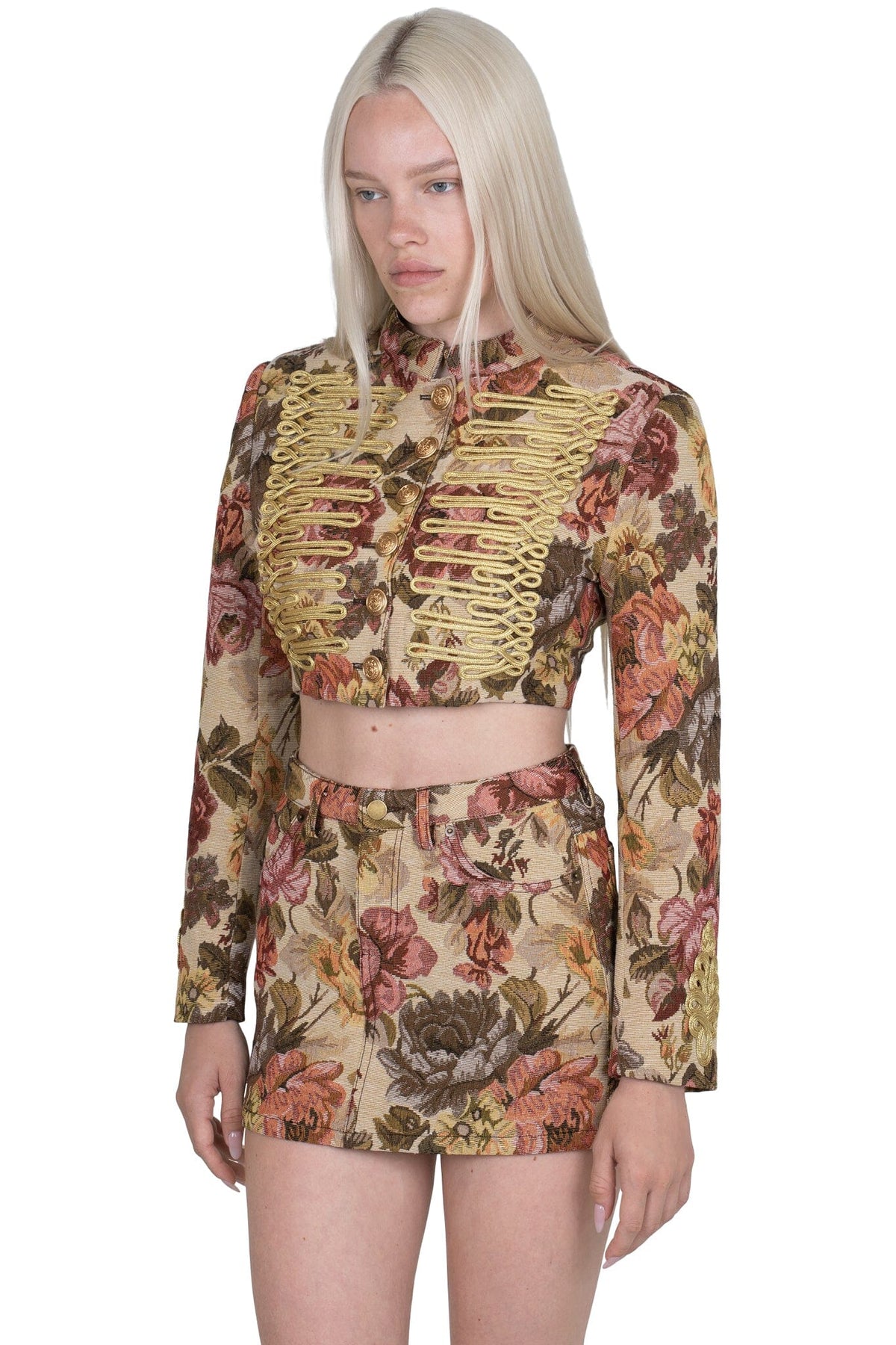 HEY-NOW-T SKIRT - Beige Floral Tapestry |Jeffrey Campbell