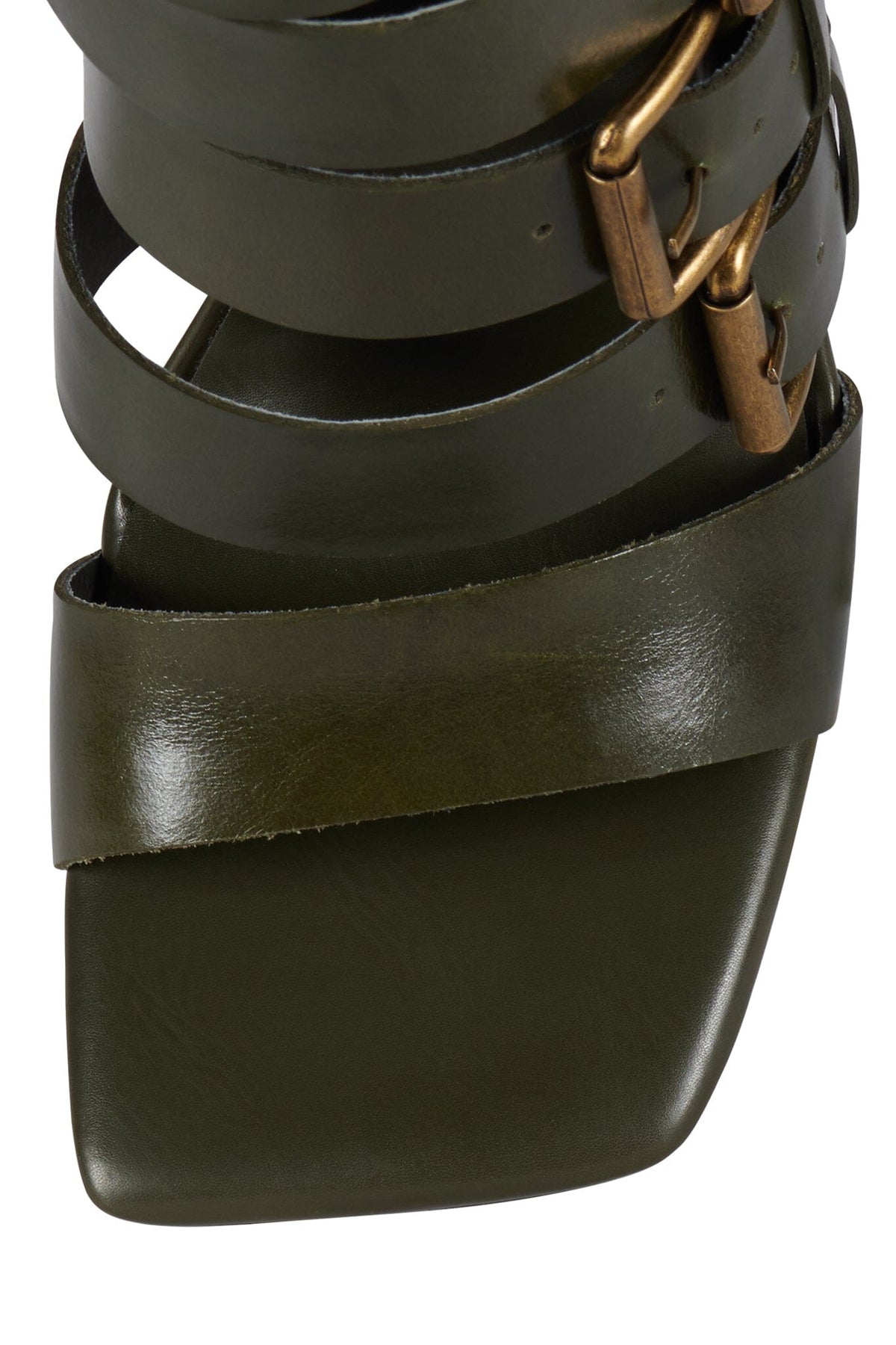 BUCKLED-IN Strappy Heels - Olive Bronze |Jeffrey Campbell