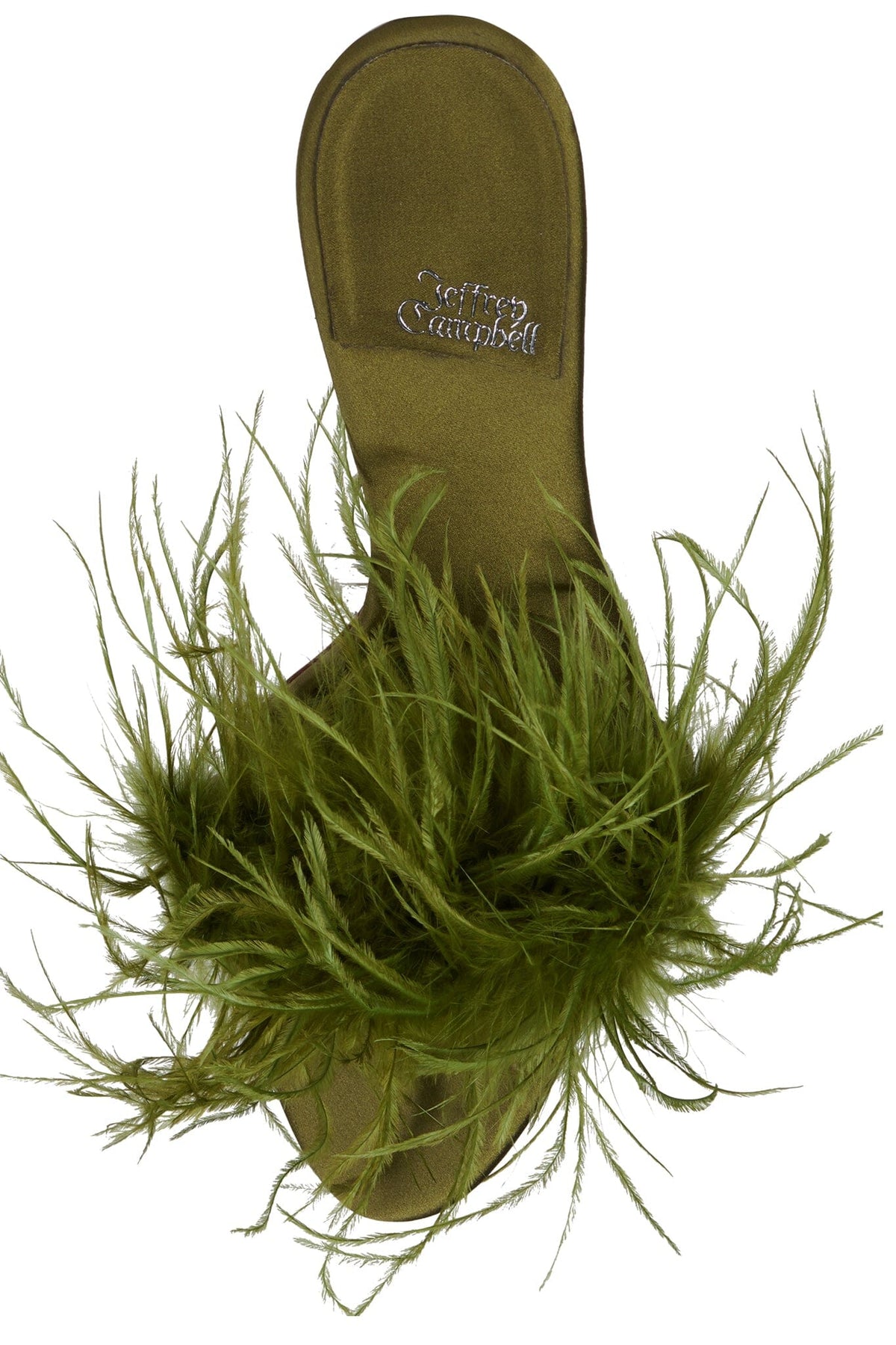 SHOPAHOLIC Heeled Mule - Green Satin Combo |Jeffrey Campbell