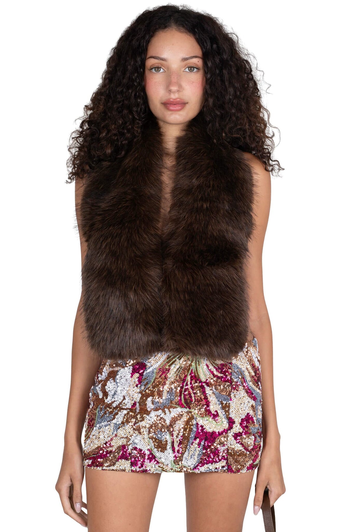 ROMANOV-F TOP Faux-Fur Top - Brown |Jeffrey Campbell