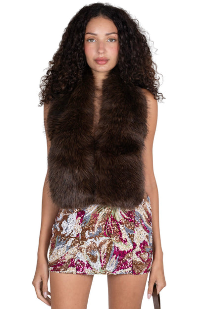 ROMANOV-F TOP Faux-Fur Top - Brown |Jeffrey Campbell
