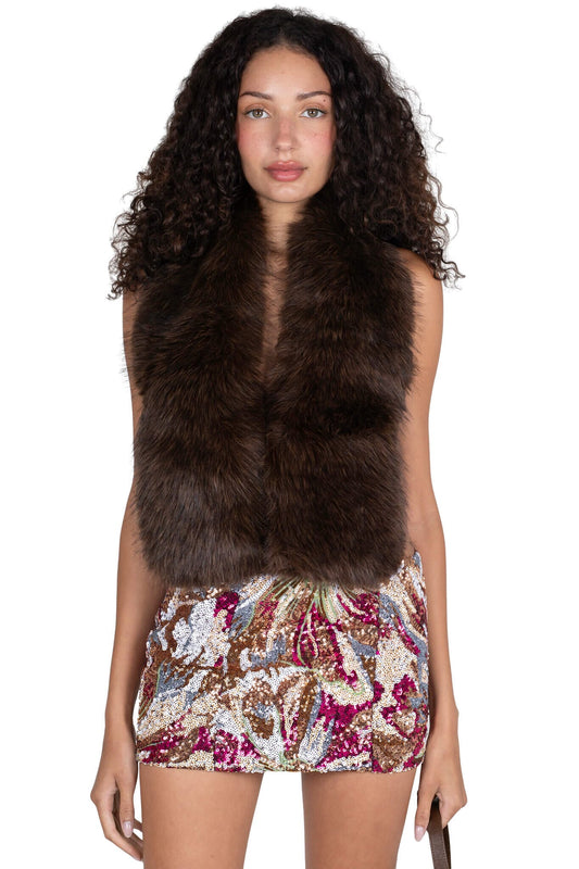 ROMANOV-F TOP Faux-Fur Top - Brown |Jeffrey Campbell