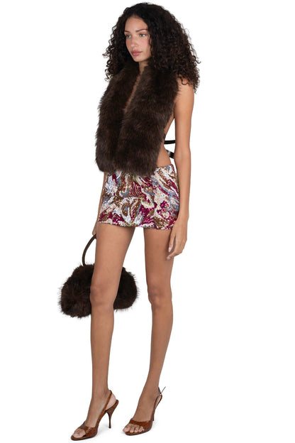 ROMANOV-F TOP Faux-Fur Top - Brown |Jeffrey Campbell