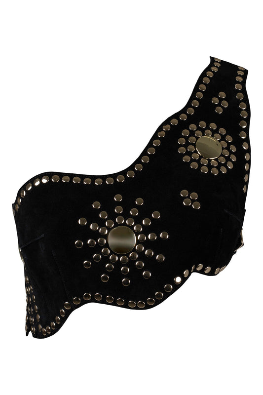 IMPERATOR TOP Crop Top - Black Suede Gold |Jeffrey Campbell