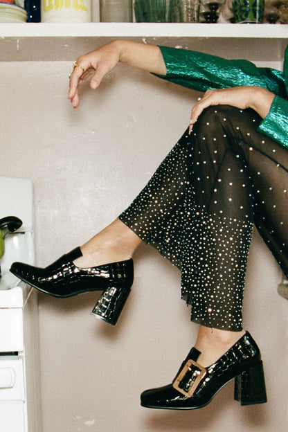 FAITHFUL - Black Croco Patent |Jeffrey Campbell