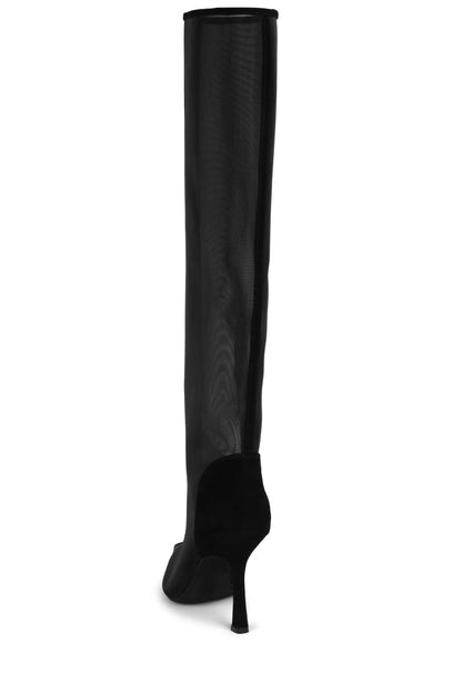PEEPSHOW Heeled Boot - Black Mesh Suede Combo |Jeffrey Campbell