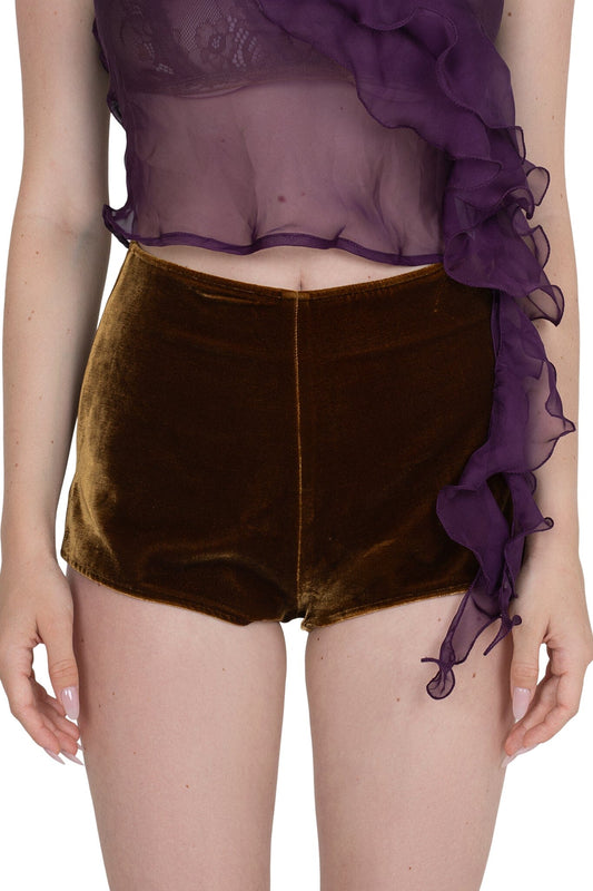 CHEEKZ SHORTS - Khaki Velvet |Jeffrey Campbell