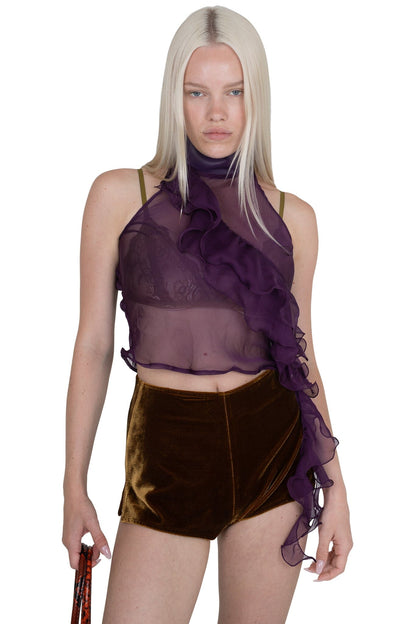 CHEEKZ SHORTS - Khaki Velvet |Jeffrey Campbell