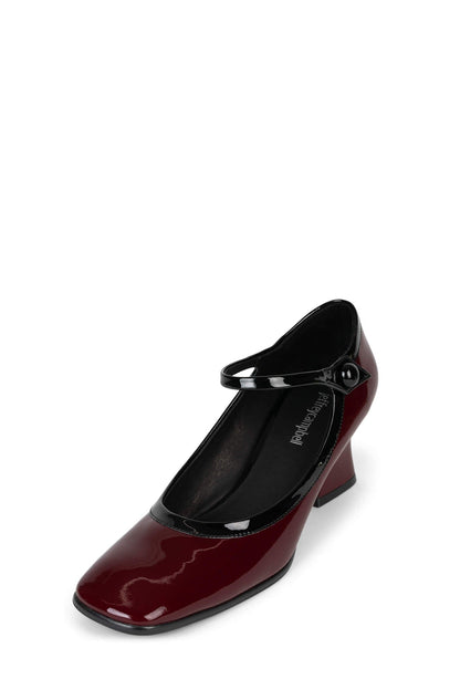 PETTIGREW Heeled Mary Jane - Wine Patent Black Patent |Jeffrey Campbell