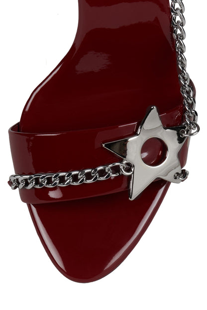SOIRE-O Heeled Sandal - Cherry Red Patent Silver |Jeffrey Campbell