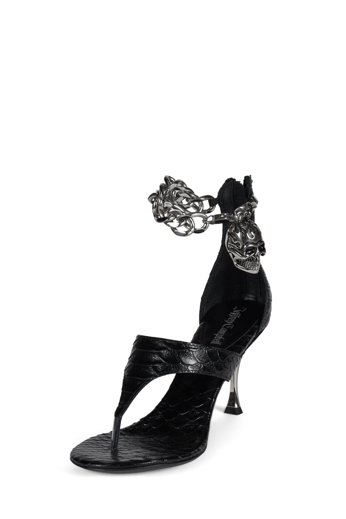 GRIM Heeled Thong Sandal - Black Snake Silver |Jeffrey Campbell