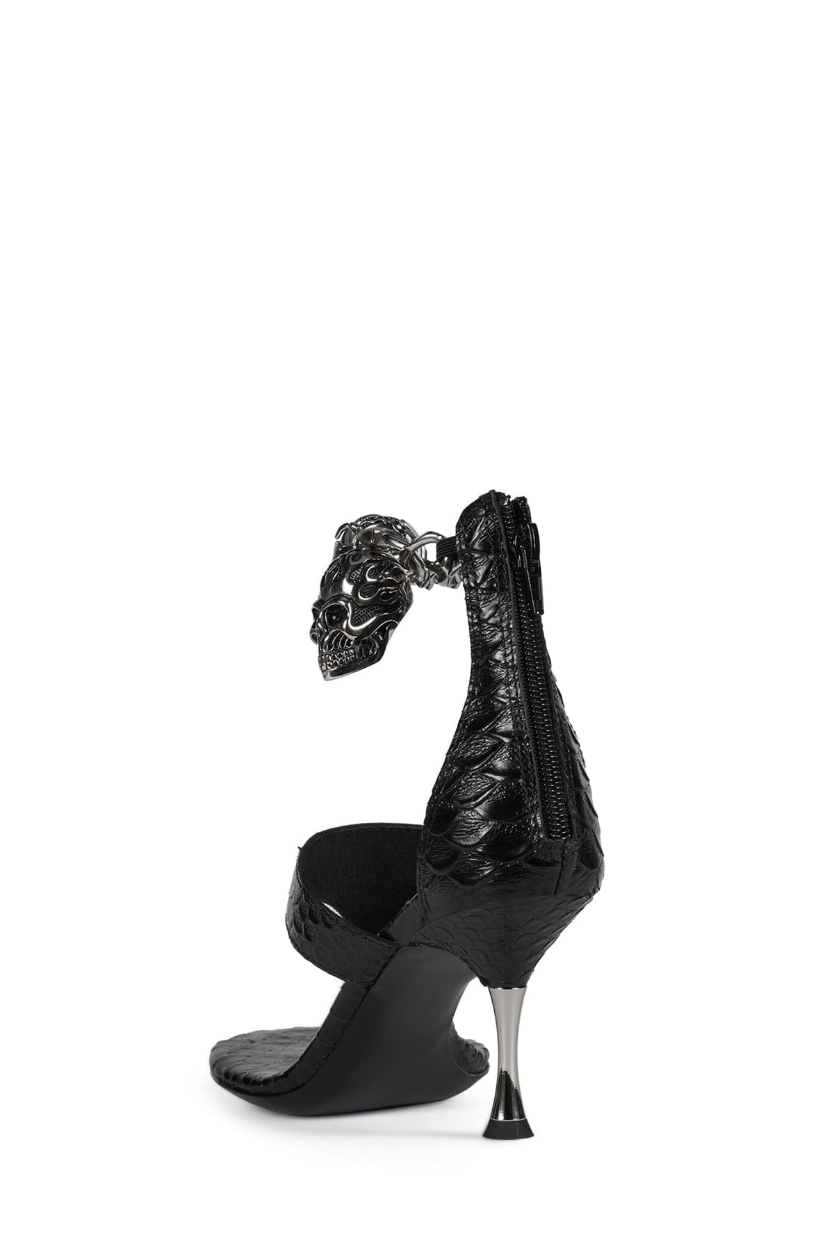 GRIM Heeled Thong Sandal - Black Snake Silver |Jeffrey Campbell