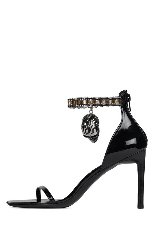 5-STONE Heeled Sandal - Black Patent Silver |Jeffrey Campbell