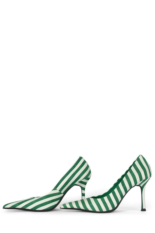 RISKTAKER3 Stiletto Heels - Green White Stripe Suede |Jeffrey Campbell