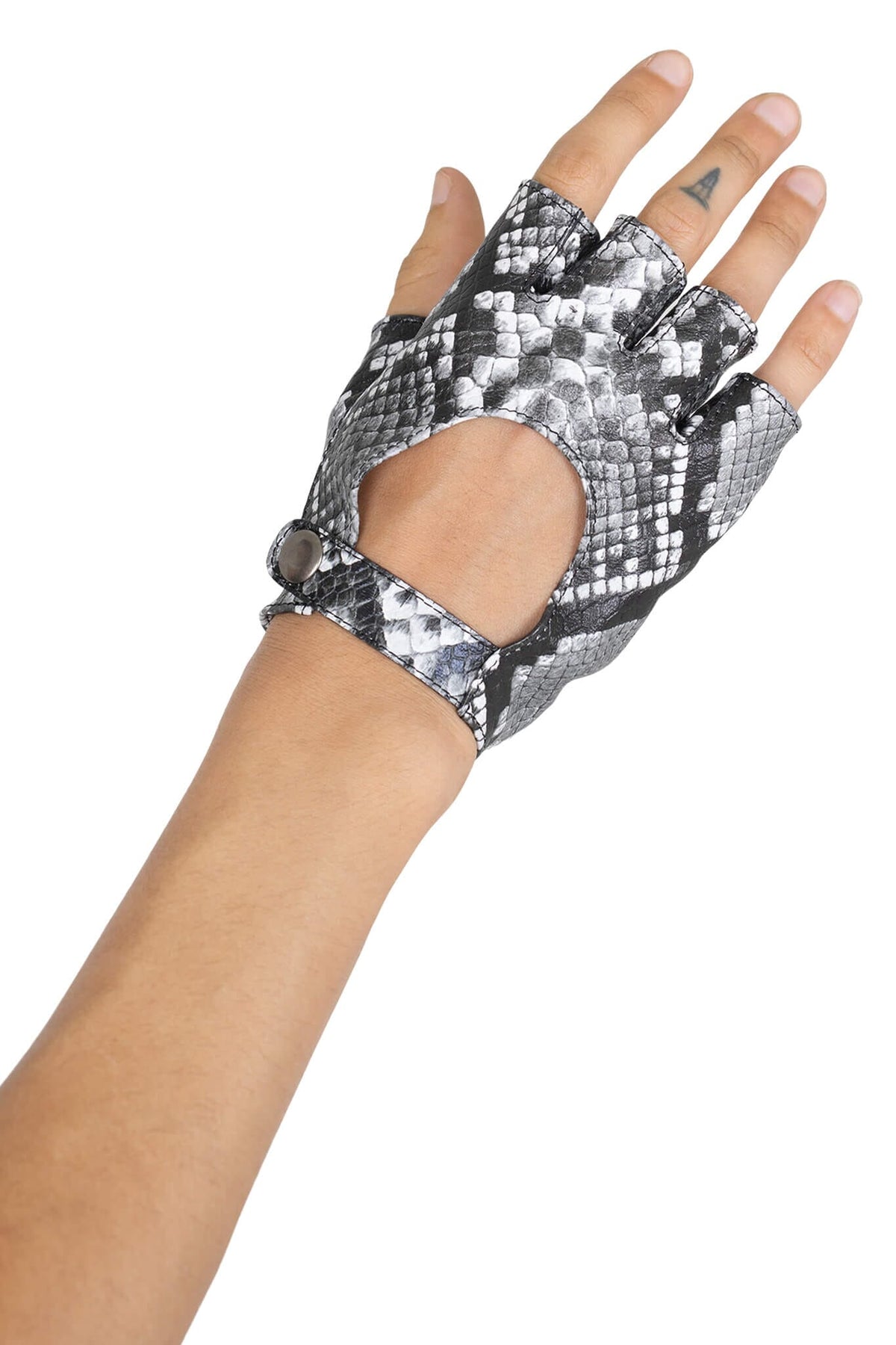 MOTO-MAMI Moto-Inspire Gloves - White Grey Python |Jeffrey Campbell