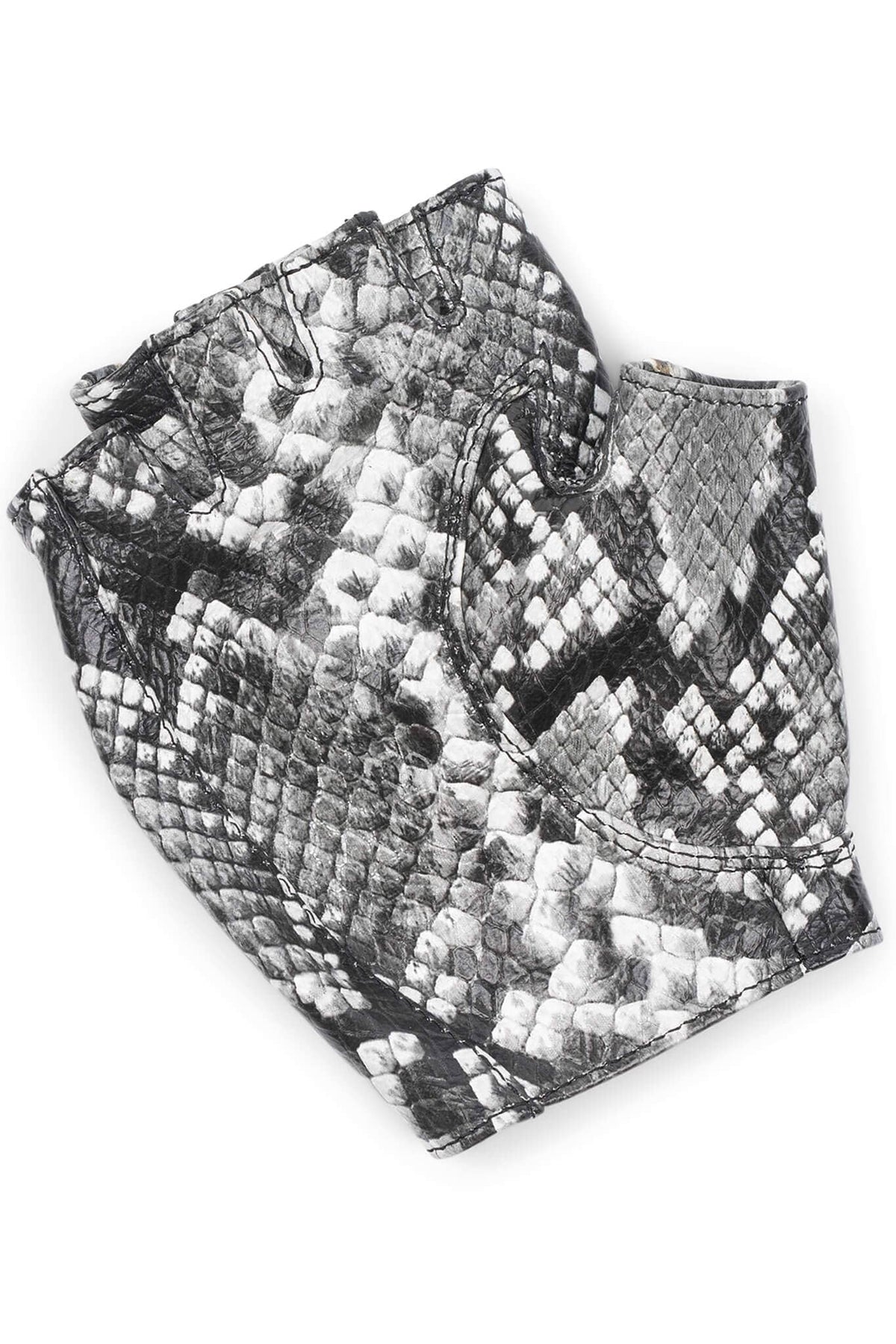 MOTO-MAMI Moto-Inspire Gloves - White Grey Python |Jeffrey Campbell