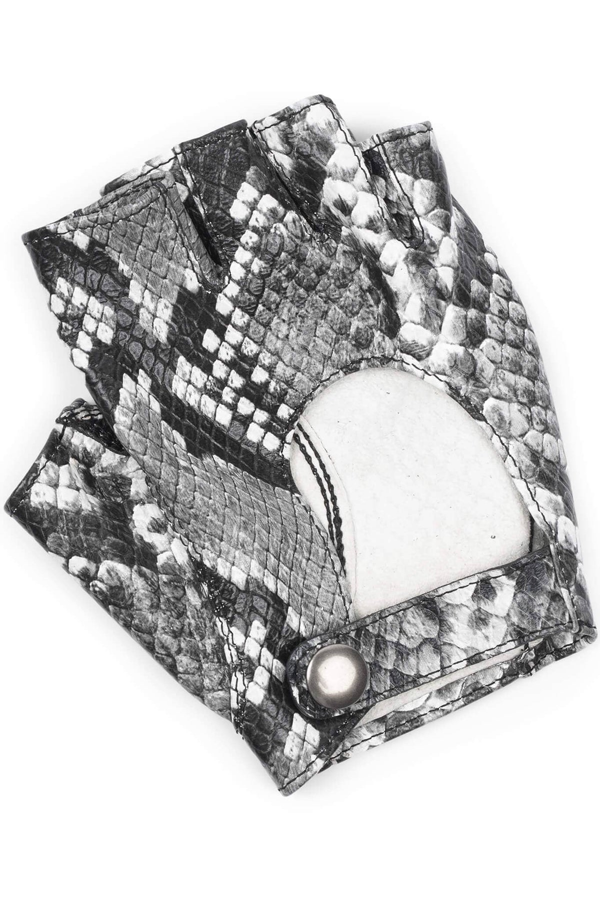 MOTO-MAMI Moto-Inspire Gloves - White Grey Python |Jeffrey Campbell