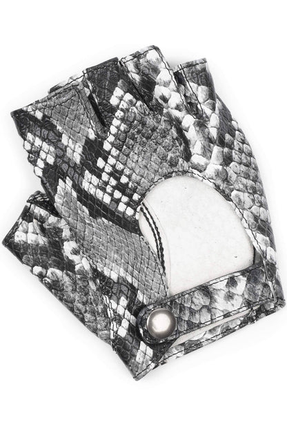 MOTO-MAMI Moto-Inspire Gloves - White Grey Python |Jeffrey Campbell