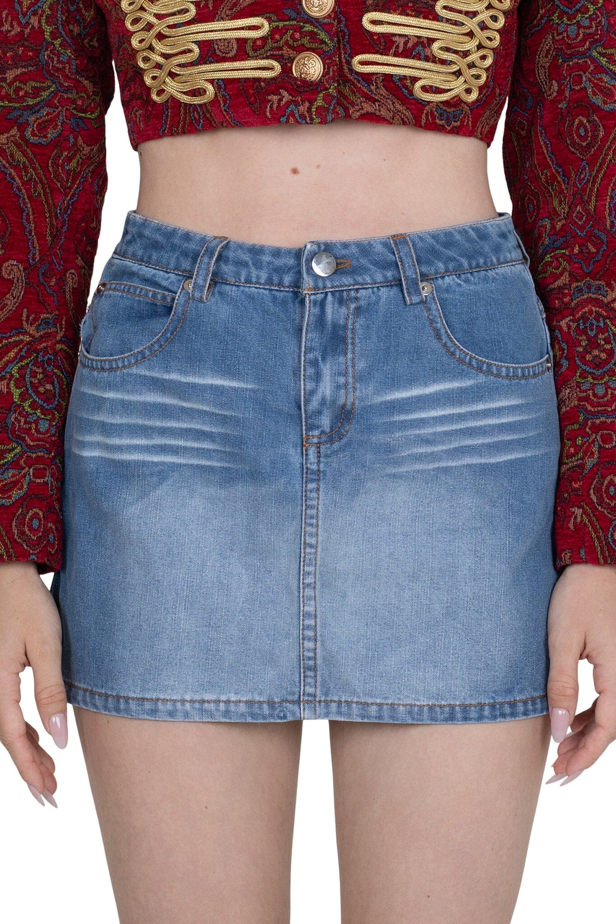HEY-NOW SKIRT - Blue Washed Denim |Jeffrey Campbell