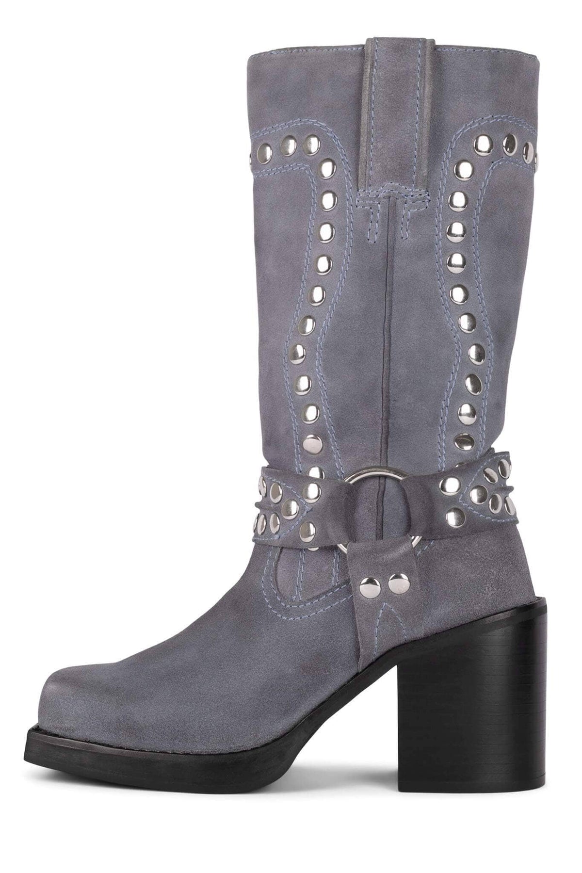 JUVENILE-S Western Boot - Dusty Blue Suede Silver |Jeffrey Campbell