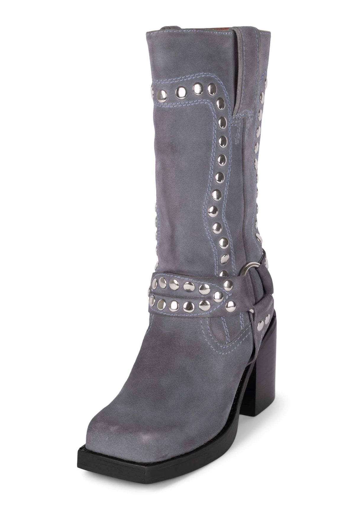 JUVENILE-S Western Boot - Dusty Blue Suede Silver |Jeffrey Campbell