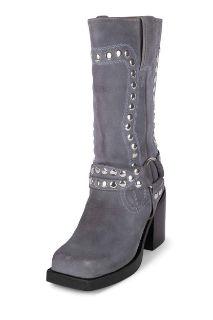 JUVENILE-S Western Boot - Dusty Blue Suede Silver |Jeffrey Campbell