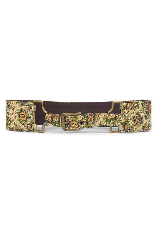 REIN-IN Tapestry Belt - Beige Floral Tapestry |Jeffrey Campbell