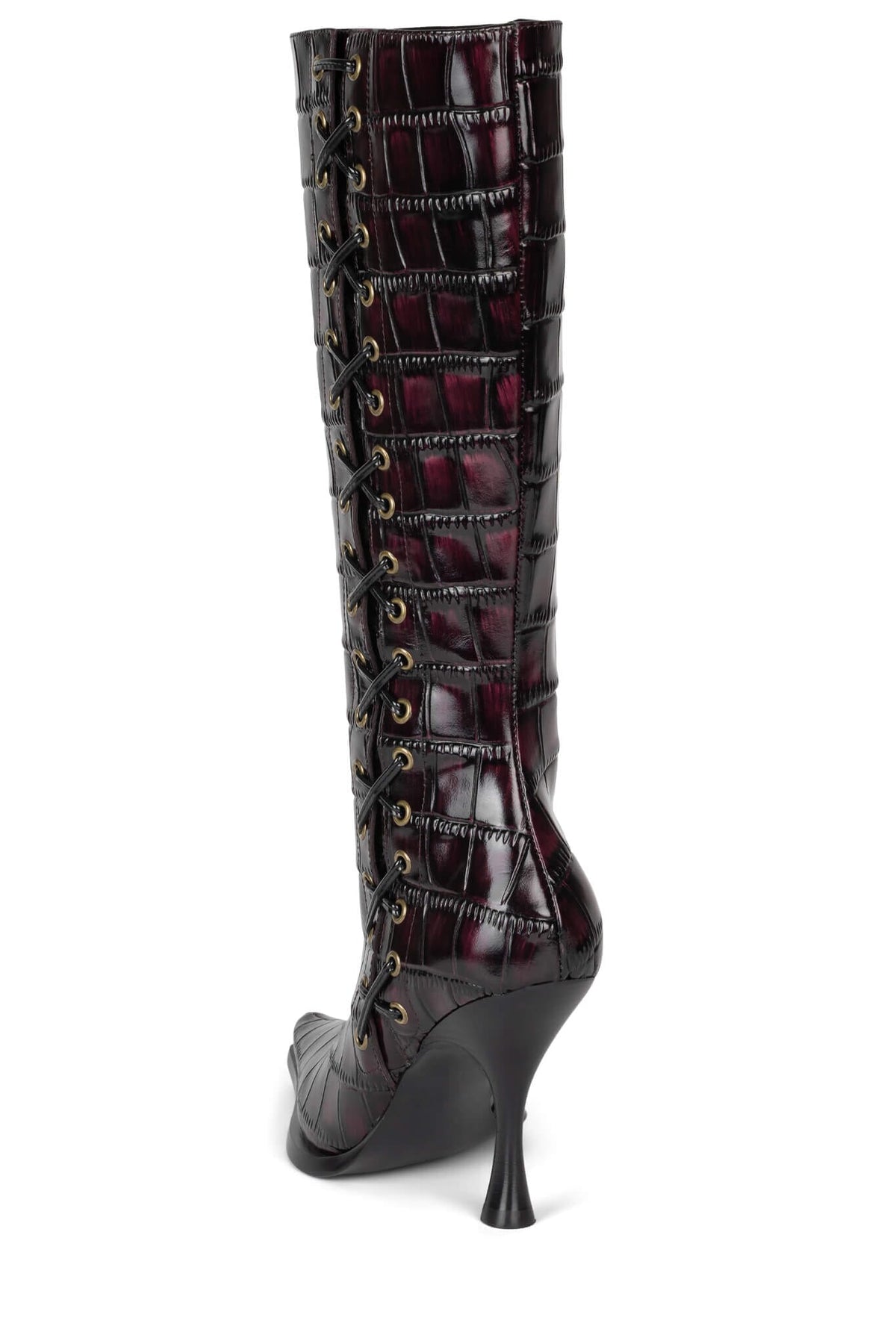 STUNNA Heeled Boot - Raspberry Black Croco |Jeffrey Campbell