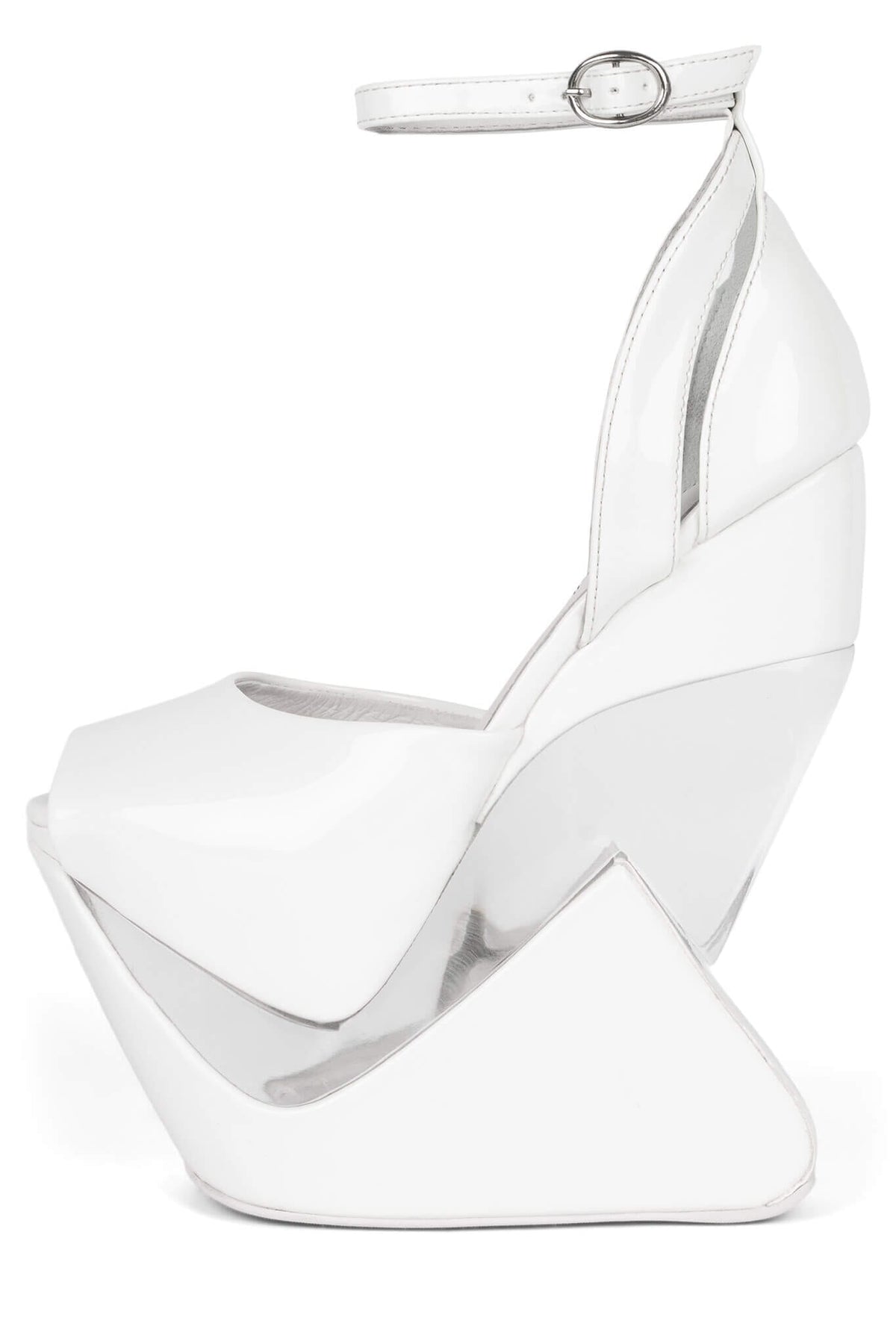 CELESTIAN Platform Wedge Sandal - White Patent |Jeffrey Campbell