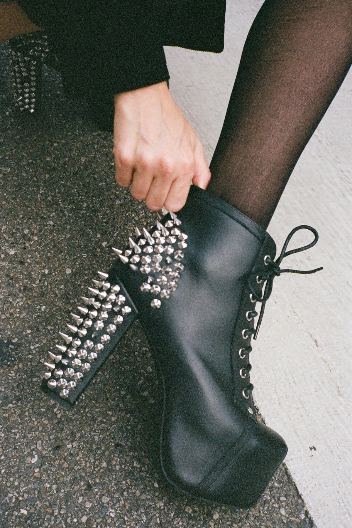 SPIKE Platform Bootie - Black Silver |Jeffrey Campbell