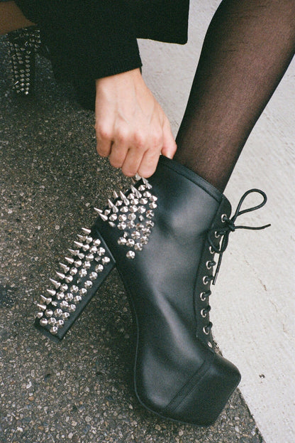 SPIKE Platform Bootie - Black Silver |Jeffrey Campbell