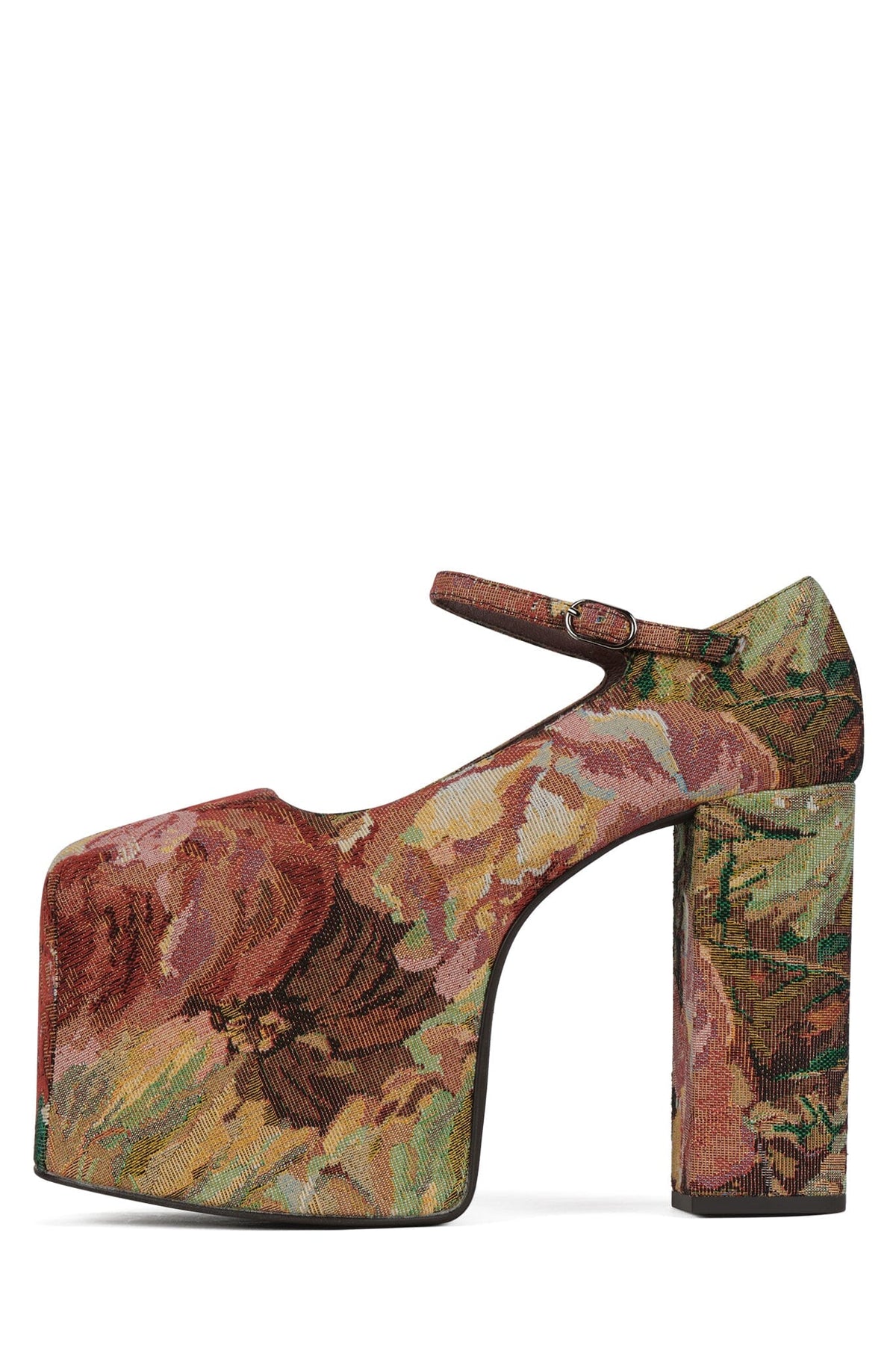 THE-TRUTH Platform Mary-Jane Pump - Red Multi Tapestry |Jeffrey Campbell
