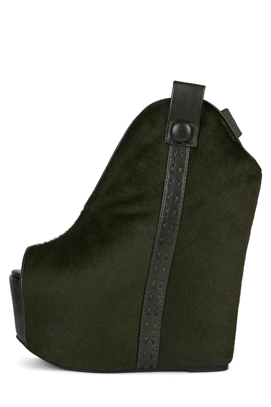 KELSEY-FUR Platform Bootie - Olive |Jeffrey Campbell