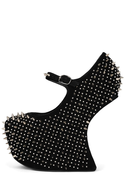 PRICKLY Platform Pump - Black Suede Silver |Jeffrey Campbell
