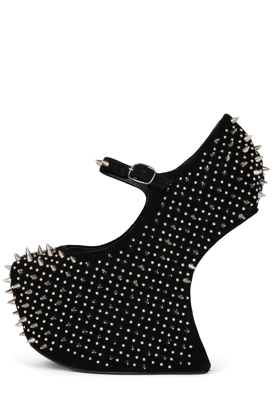 PRICKLY Platform Pump - Black Suede Silver |Jeffrey Campbell