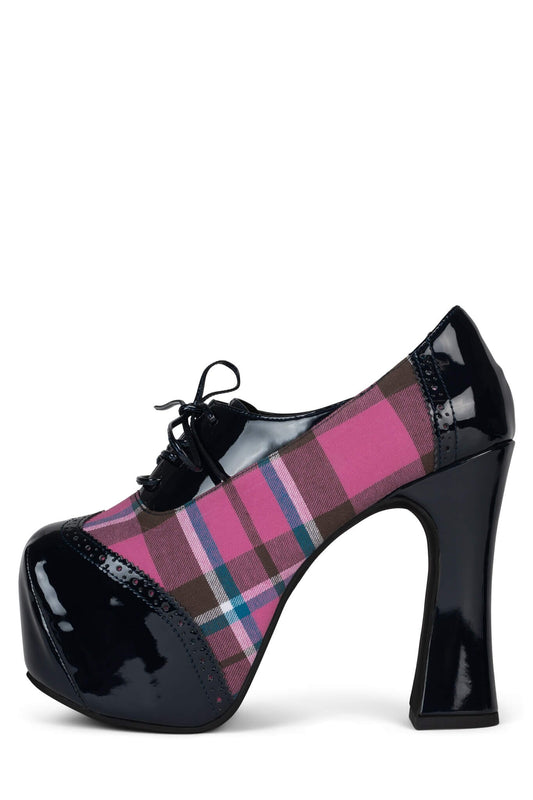 BRONTE Platform Oxford - Navy Rose Plaid |Jeffrey Campbell