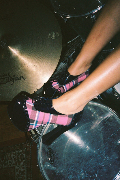 BRONTE Platform Oxford - Navy Rose Plaid |Jeffrey Campbell