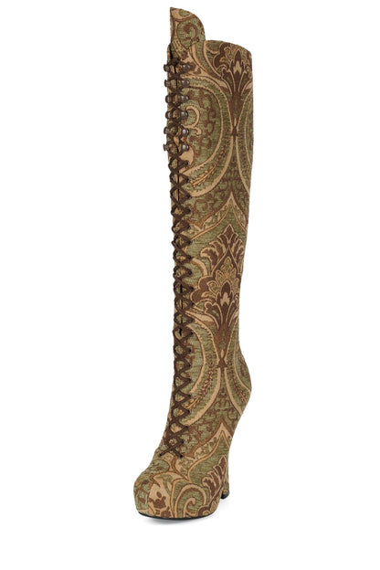 POP-OFF-EM Platform Boot - Olive Tapestry |Jeffrey Campbell