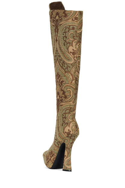 POP-OFF-EM Platform Boot - Olive Tapestry |Jeffrey Campbell