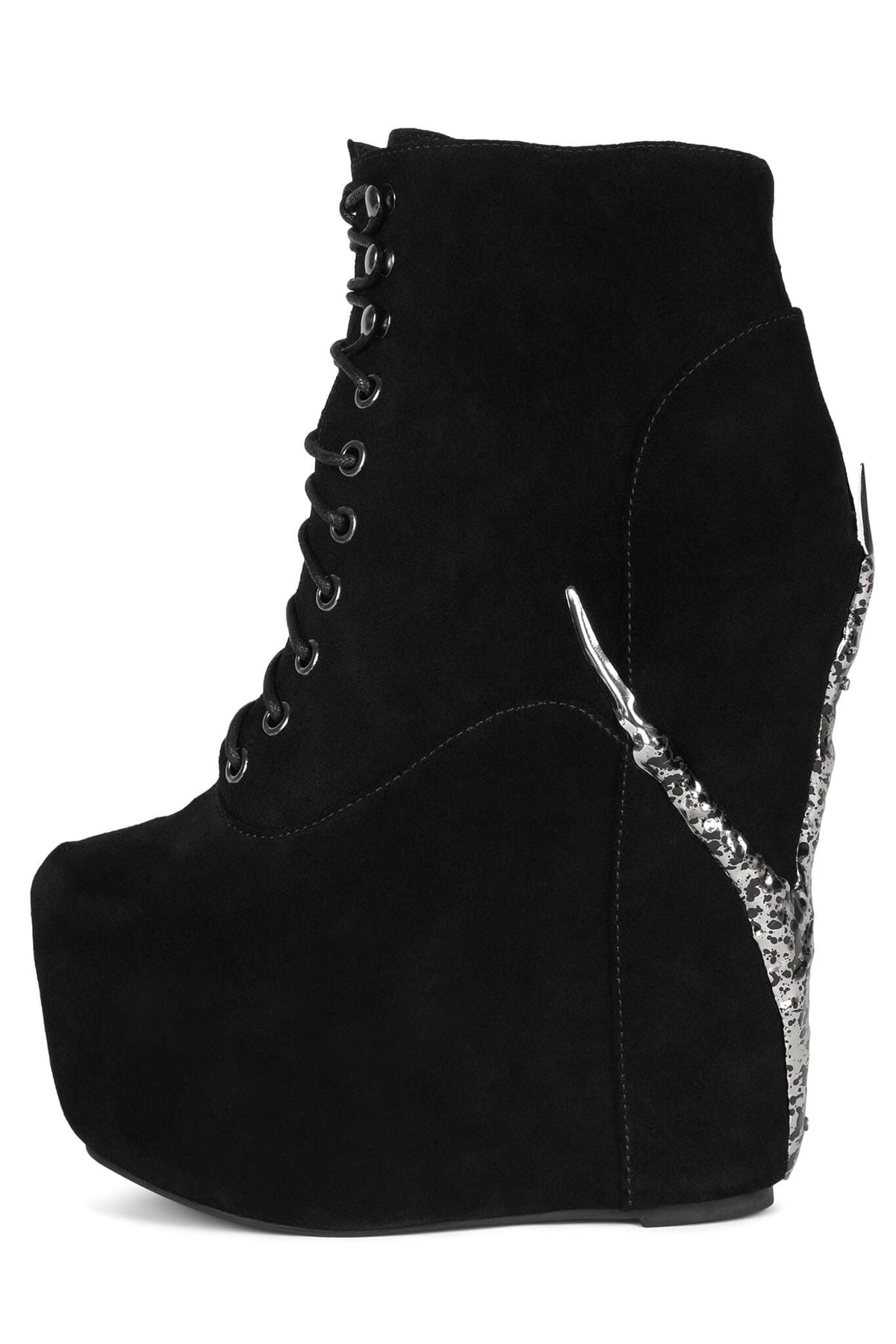 DAMSEL-CLW Platform Boots - Black Suede Pewter |Jeffrey Campbell