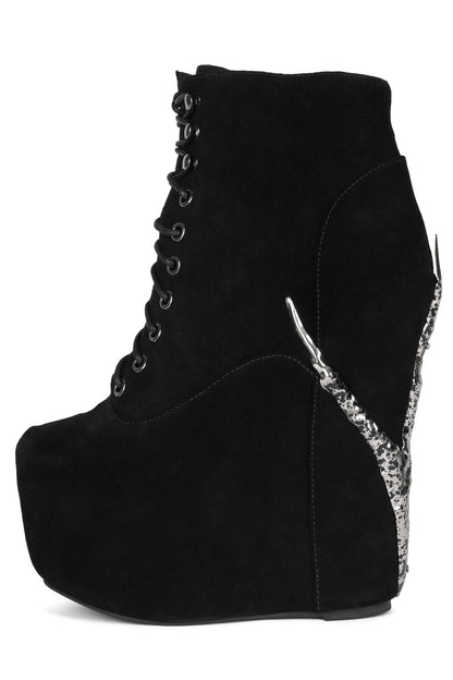 DAMSEL-CLW Platform Boots - Black Suede Pewter |Jeffrey Campbell