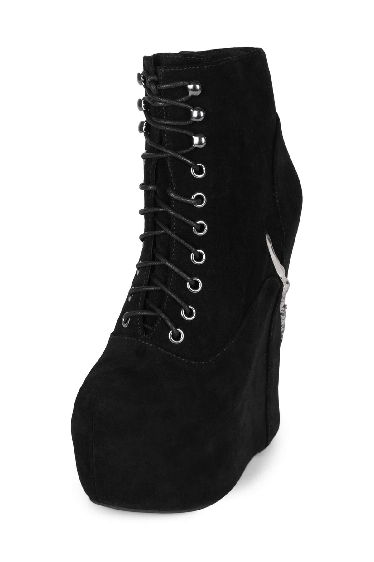 DAMSEL-CLW Platform Boots - Black Suede Pewter |Jeffrey Campbell