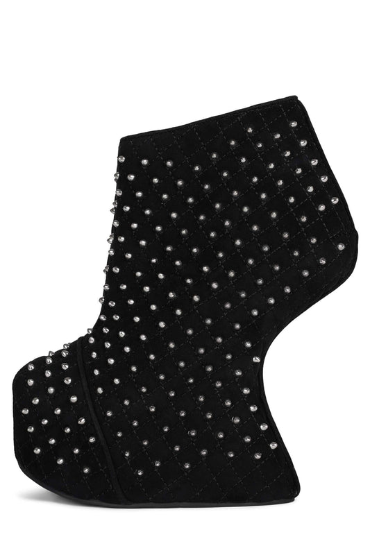MIDNITE-Q Wedge Platforms - Black Suede Silver |Jeffrey Campbell