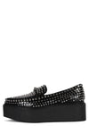Black Crinkle Patent Silver