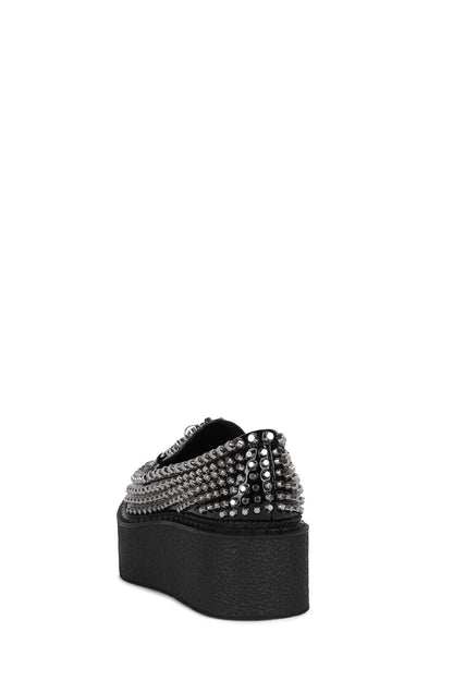 CHOUX-ST Platform Loafer - Black Crinkle Patent Silver |Jeffrey Campbell
